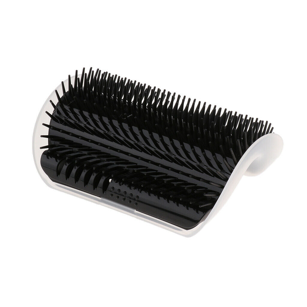 2 Piece Pet Cat Wall Corner Grooming Massage Self Groomer Brush Tool Black