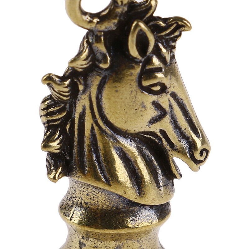 1pc Brass Handmade Chess Horse Pendant Zodiac Horse Head Key Rings Pendan.l8
