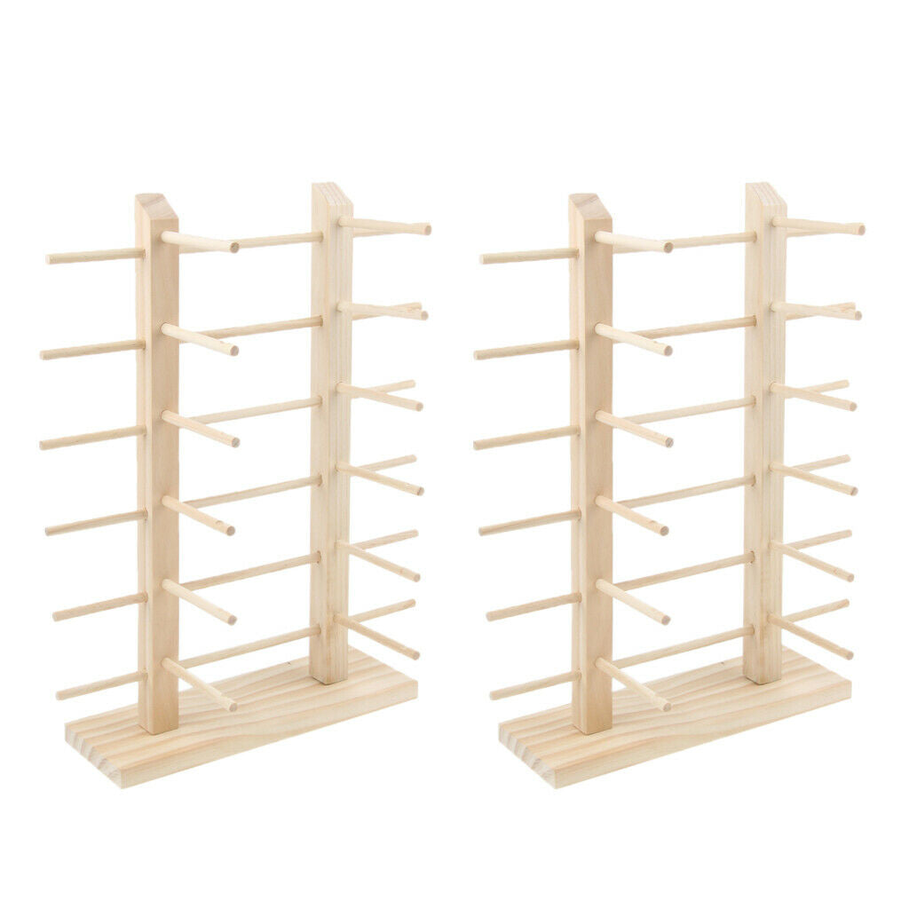 2xWood Sunglasses Eyeglass Rack Display Stand Rack Double Lines 12 Pairs