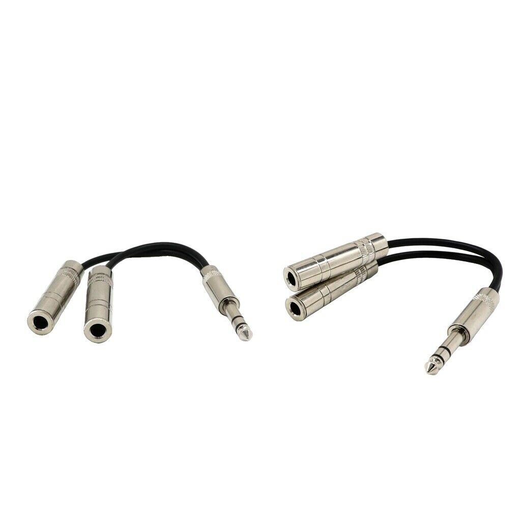 2x 8inch Long 1/4" Male to Dual 1/4" Female Audio Y Splitter Cable Connector