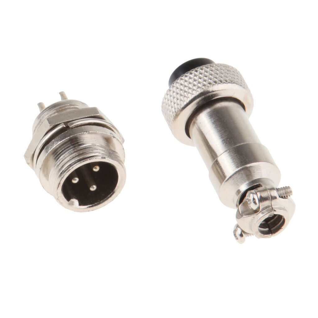2X GX12 3Pins Aviation Pug Male & Female Panel Metal Connector Socket