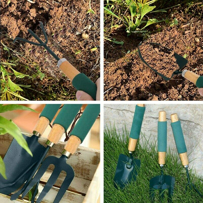 Garden Tool Set 3 Pcs Shovel Metal Rakes Gardening Tool Set with Sponge Grip WM5