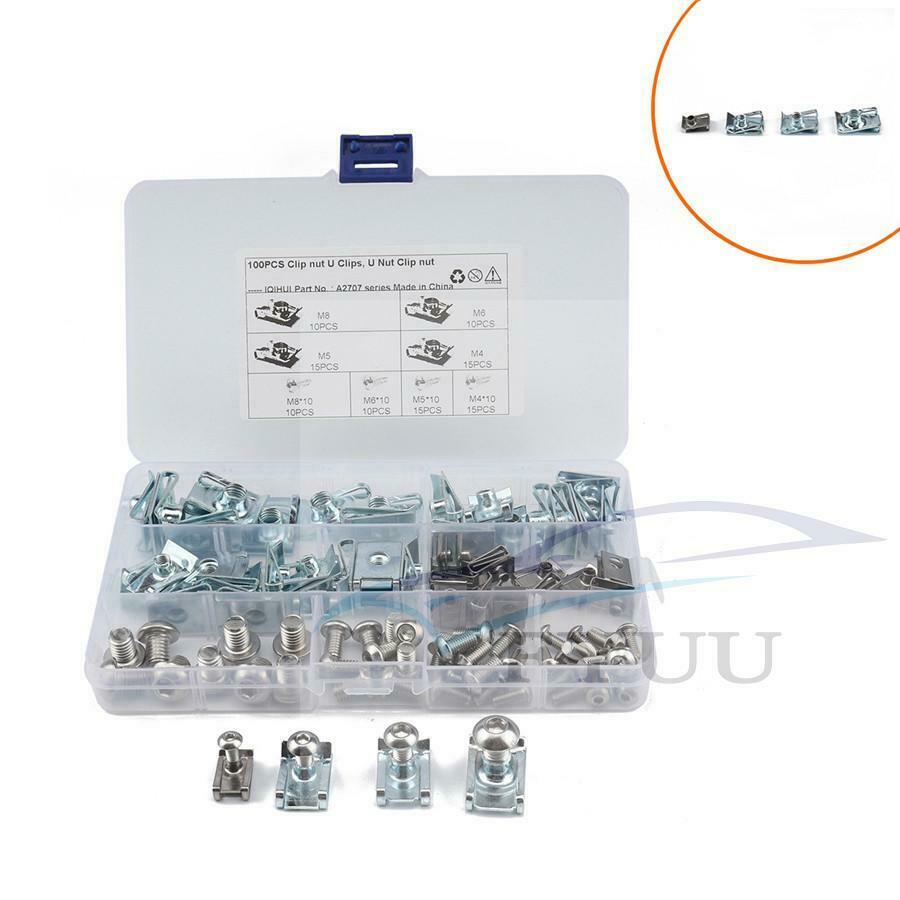100pcs U-type Clip Car Fairing Bodywork Panel U Nuts Speed Fasteners M4 M5 M6 M8