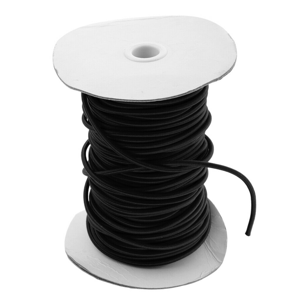 4mm Elastic Bungee Rope Marine Shock Cord - Tie Down Roof Racks 50m Black