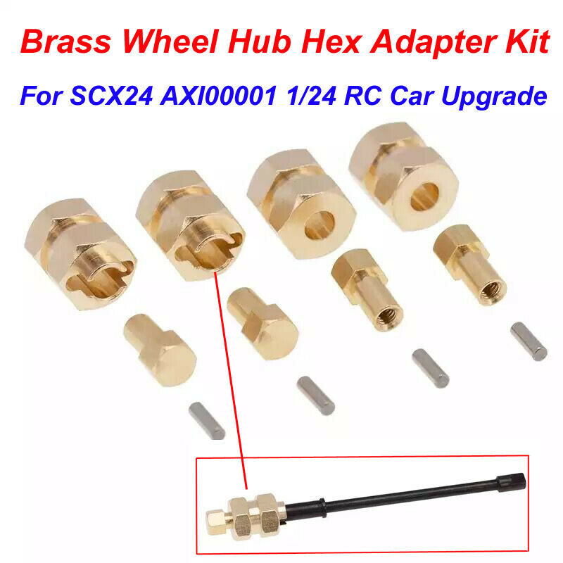 4Pcs Brass Wheel Hub Hex Adapter For SCX24 AXI00001 1/24 RC Car Upgrade