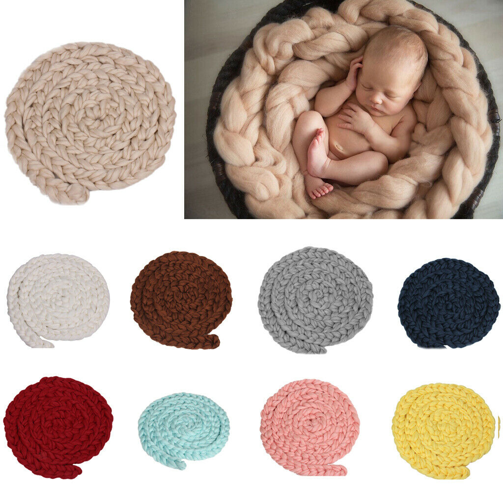 Newborn Baby Roving Braid Wool  Fiber Rugs Photography Props Grey