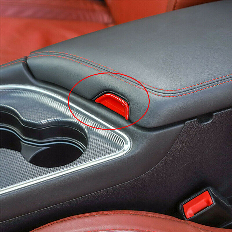 Red ABS Armrest Box Switch Cover Decoration Trim Button Fit For Dodge Challenger