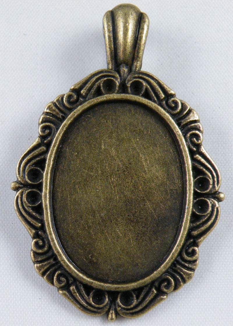 6pcs Bronze Color Oval Frame Photo Charms 54x36x2.5mm 11660