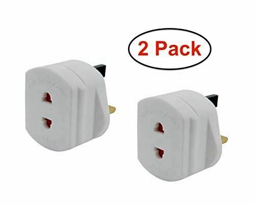 2 x Shaver UK 2 to 3 Pin Fuse 1A Fuse Adaptor Plug Ideal for Shaver & Toothbrush