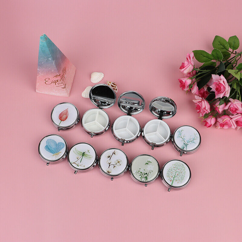1PC Portable Pill Box Folding Case Metal Pill Cutter Medicine Organizer S.l8