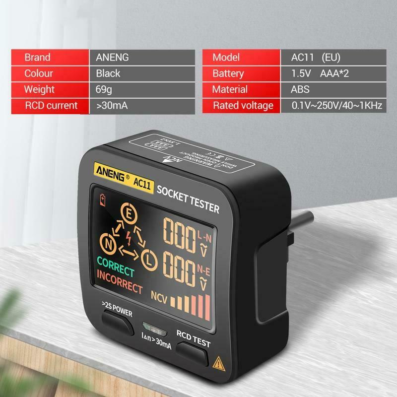 EU Plug AC11 Socket Checker Zero Live Line Phase Finder NCV Leakage Detector