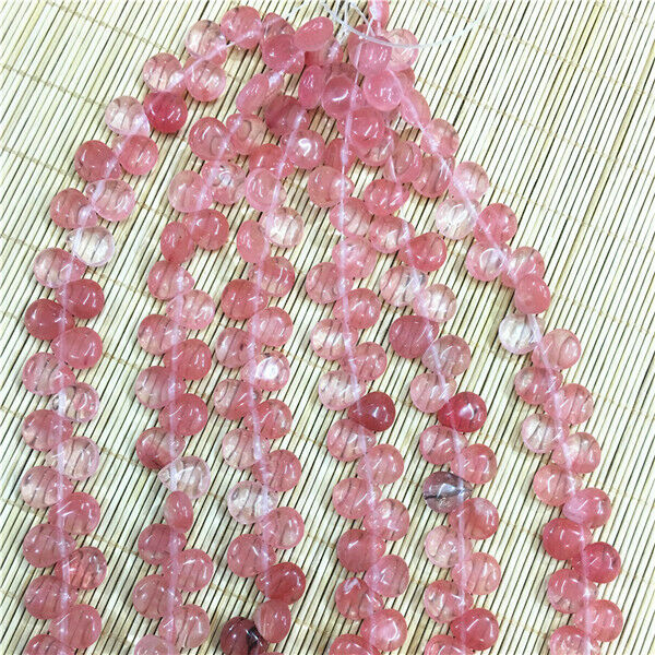 1 Strand/33Pcs 12x10x5mm Red Cherry Quartz Teardrop DIY Spacer Loose Beads HH482