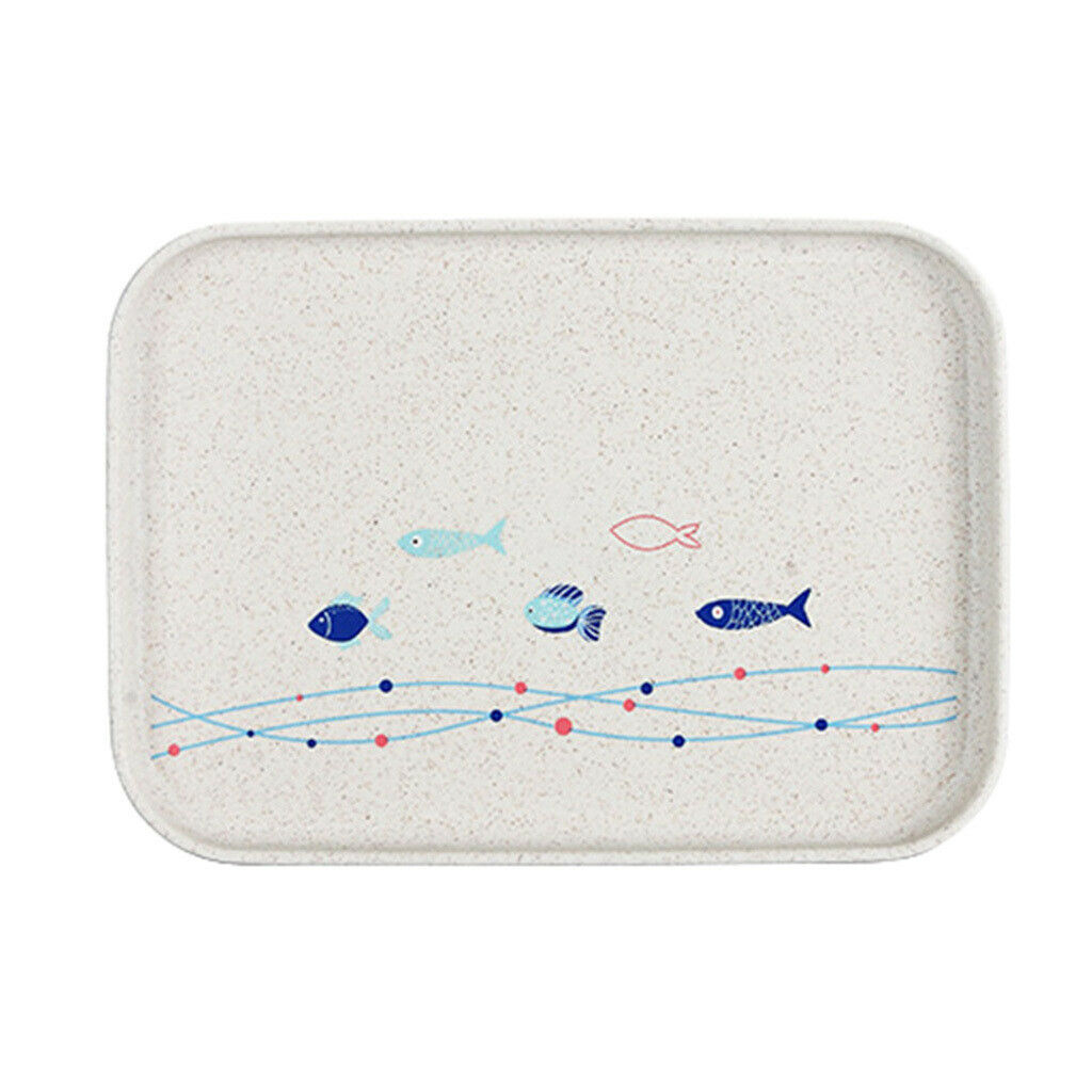 2x Eco-Friend Wheat Straw Plate Cutlery Serving Tray Snack Storage S+L