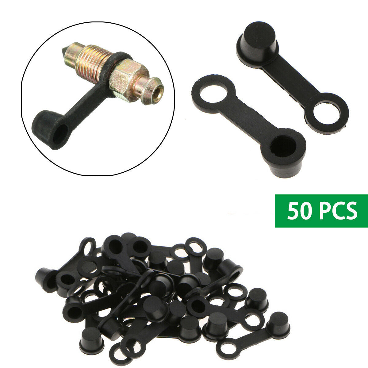 50 PCS Brake Bleeder 8mm Screw Caps Grease Zerk Fitting Cap Rubber Dust Cover