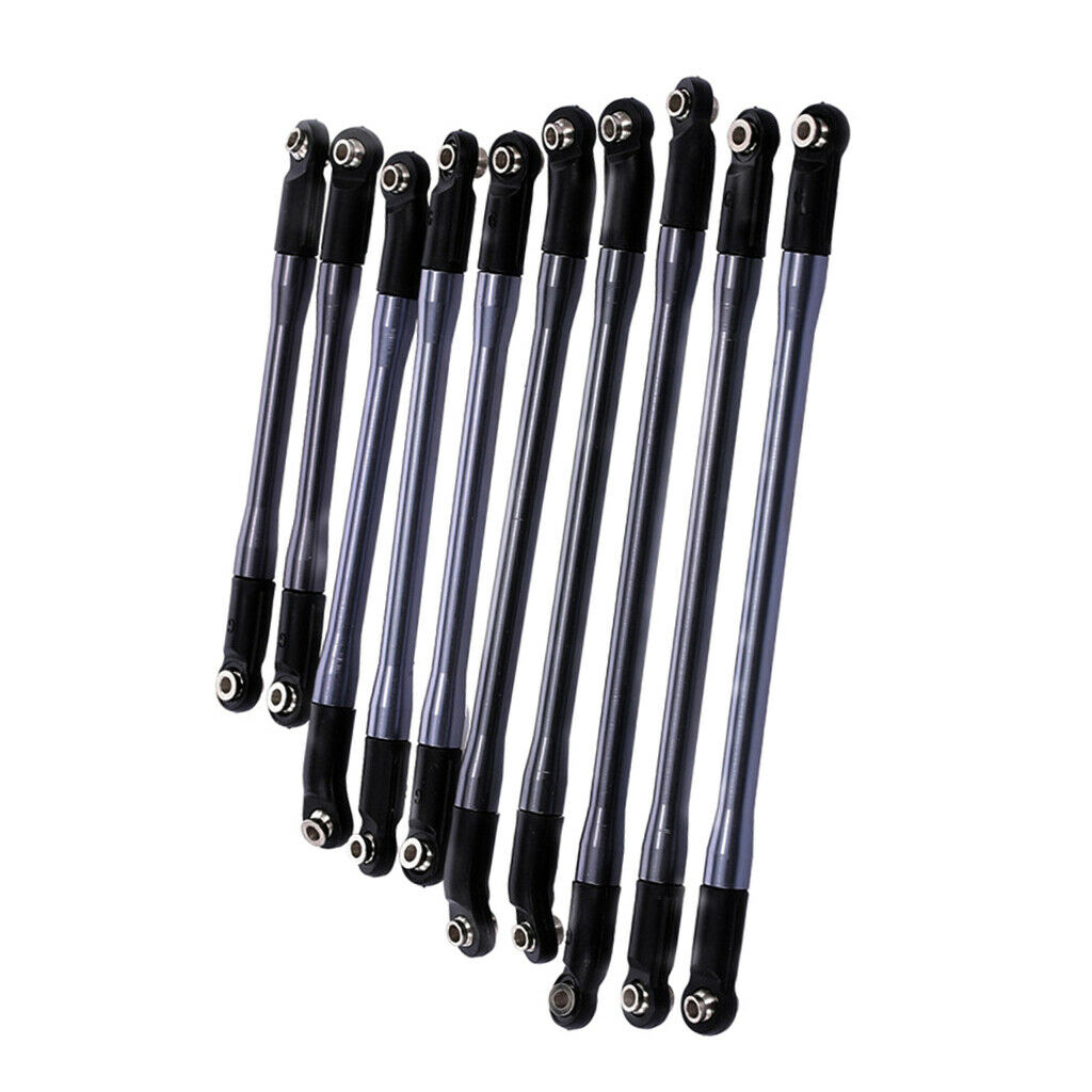 10PCS Metal Upper & Lower Rod Link Linkage for 1/10 RC Axial SCX10 313mm