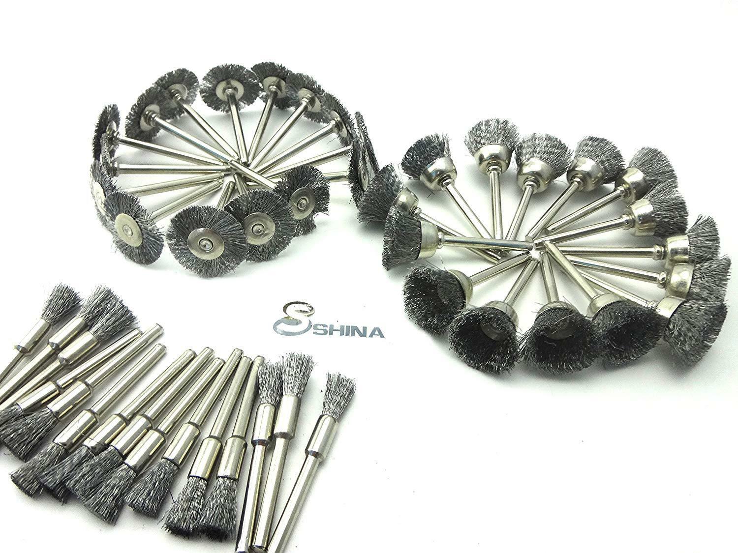45pcs Steel Wheel Pen Cup Wire Polishing Mix Brush Set for Dremel Rotary Tool