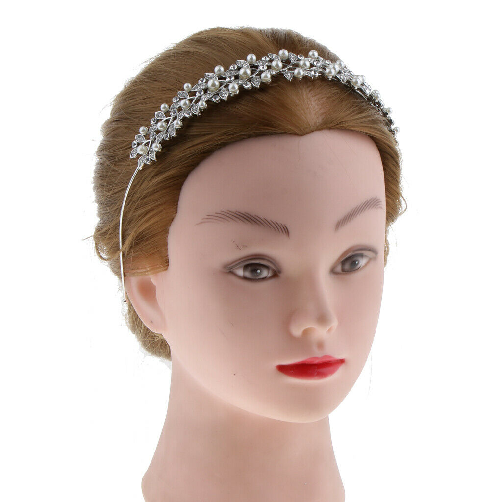 Wedding women crystal bridal flower leaves crown headband tiara