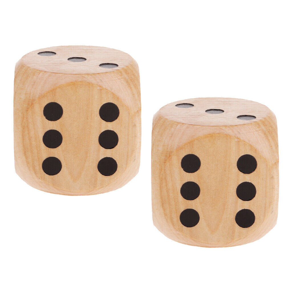 2x Large 5cm Wooden D6 Dice Set for DND RPG Math Teaching Table Board Games Wood