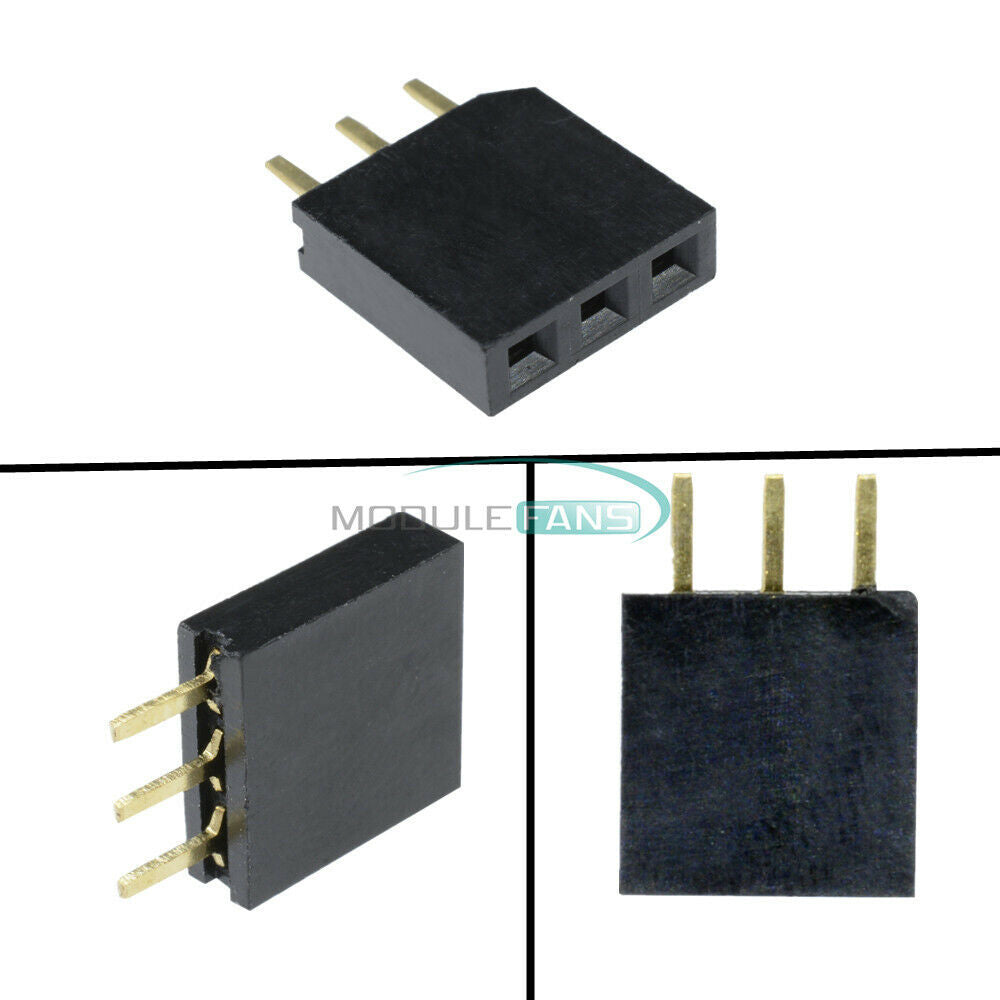 100PCS 2.54mm Header Single Row 1x3 Pins Female Straight Connector
