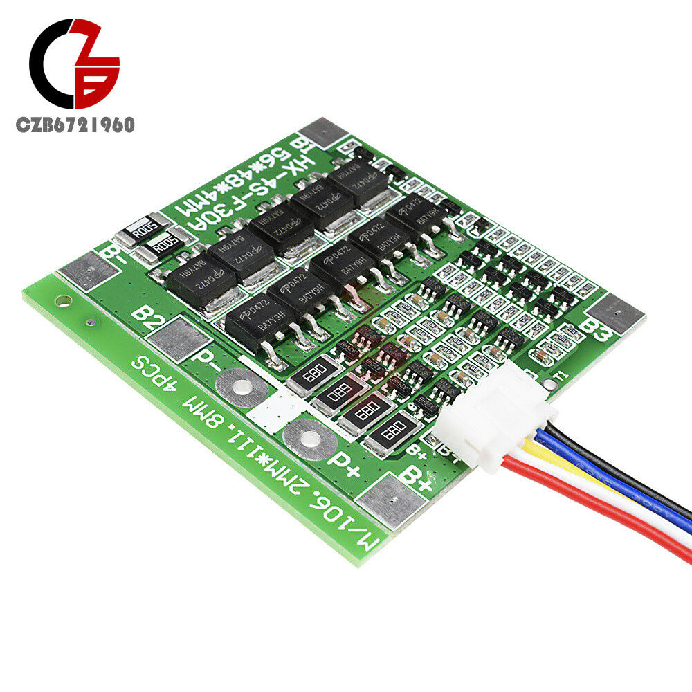 4S  Li-ion Lithium 30A 14.8V BMS PCB Protection Board Cell Balance