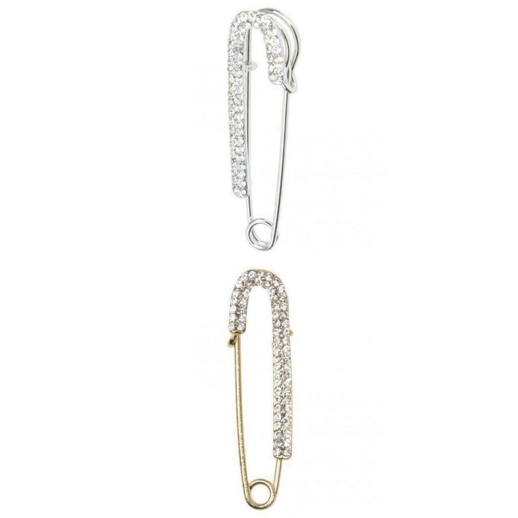 Rhinestone Safety Pins Novelty Brooch Sweater Shawl Clip Badge for Women Girls