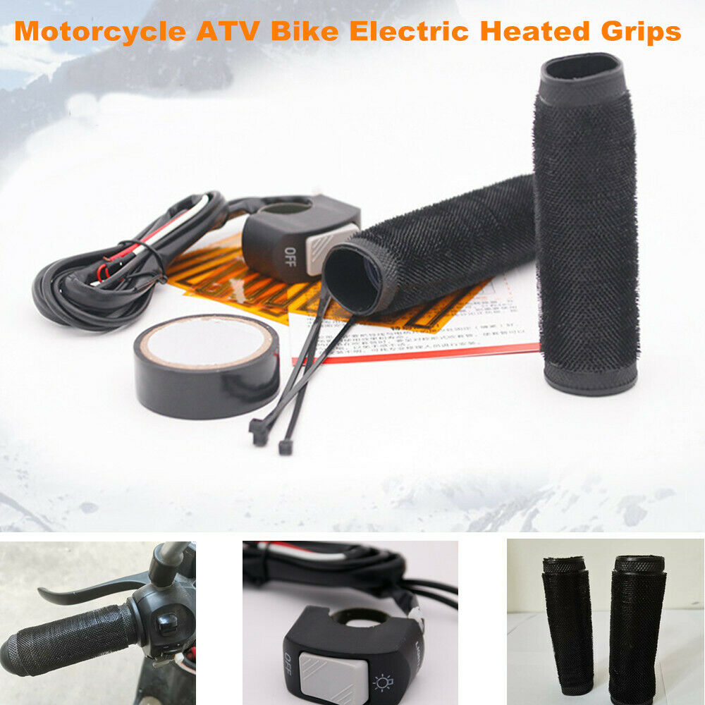 Motorcycle ATV Bike Electric Heated Grips Handlebar Winter Warm Hot Grip Pad Kit