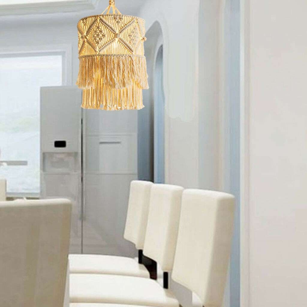 Nordic Woven Lampshade Macrame Tapestry Tassel Boho for Home Room Decors