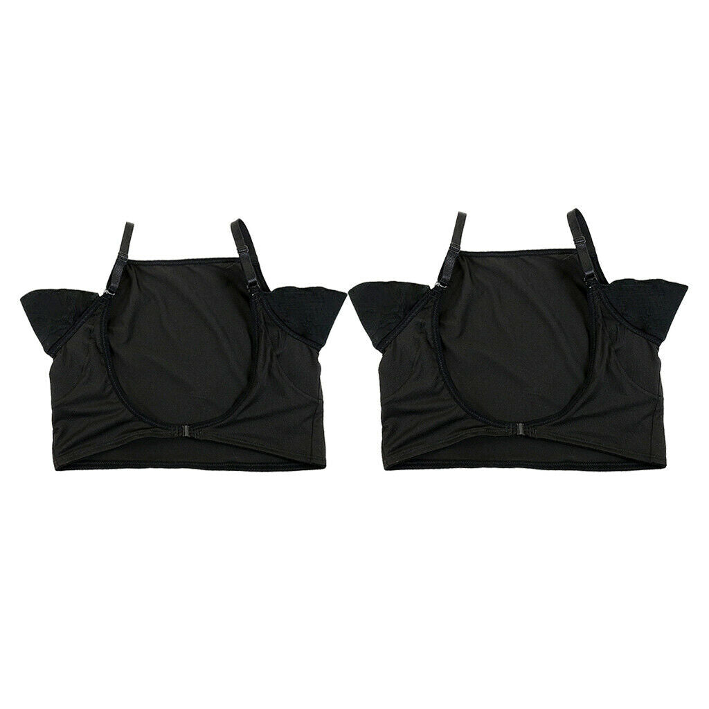 2 lot T-Shirt Resuable Underarm Sweat Pads Guards w/Adjustable Strap Black