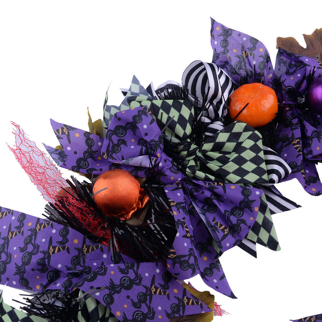 1x 2021 Halloween Wreath With Hat Front Door Wall Hanging Witch Pumpkin Wreath