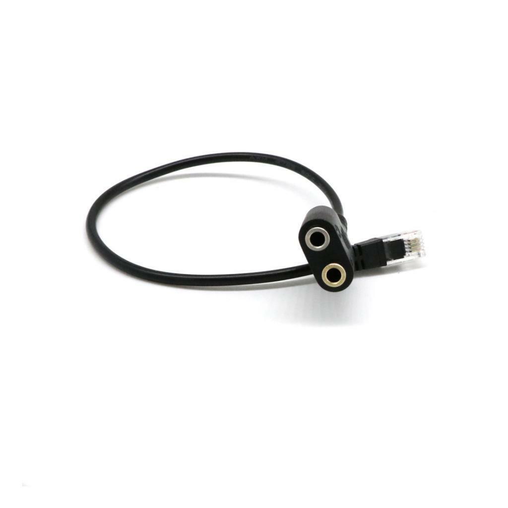 Audio Splitter 2x 3.5mm Female to RJ9 Male Cable Converter for Sound + Mic