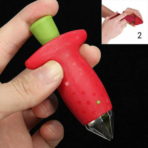 Strawberry Berry Stem Gem Leaf Huller Remover Fruit Corer Slicer Cutter Split BD