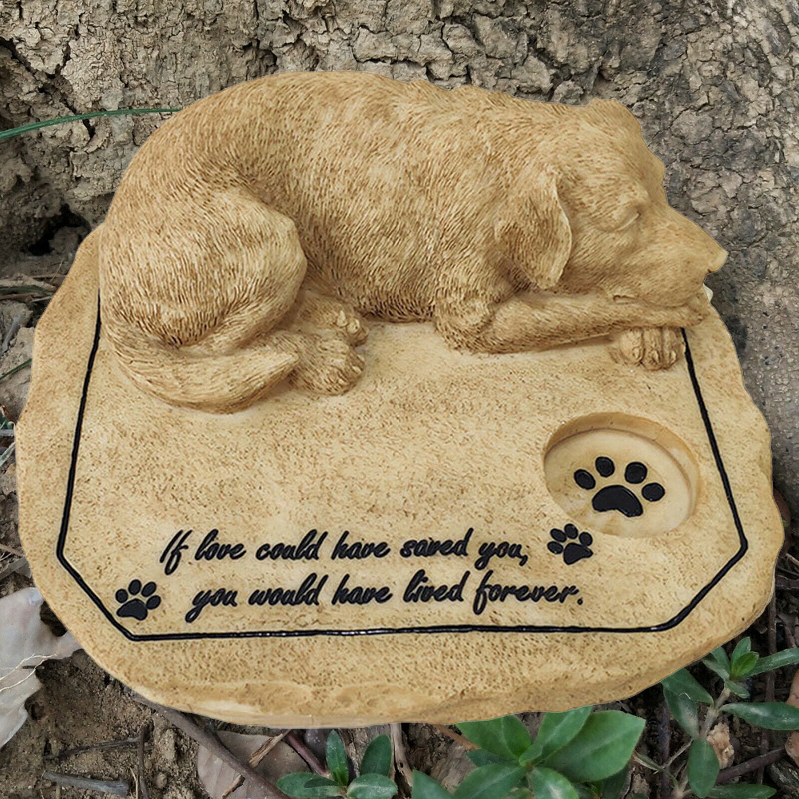 Dog Memorial Stone Weatherproof Pet Grave Marker Lawn Tombstone Gravestone