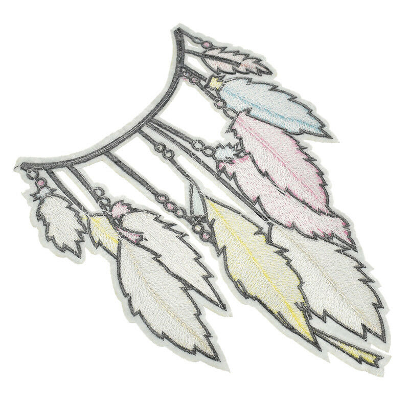 Feather Leaves Embroidery Patch Applique Iron-On Sewing Craft Decor Accessories