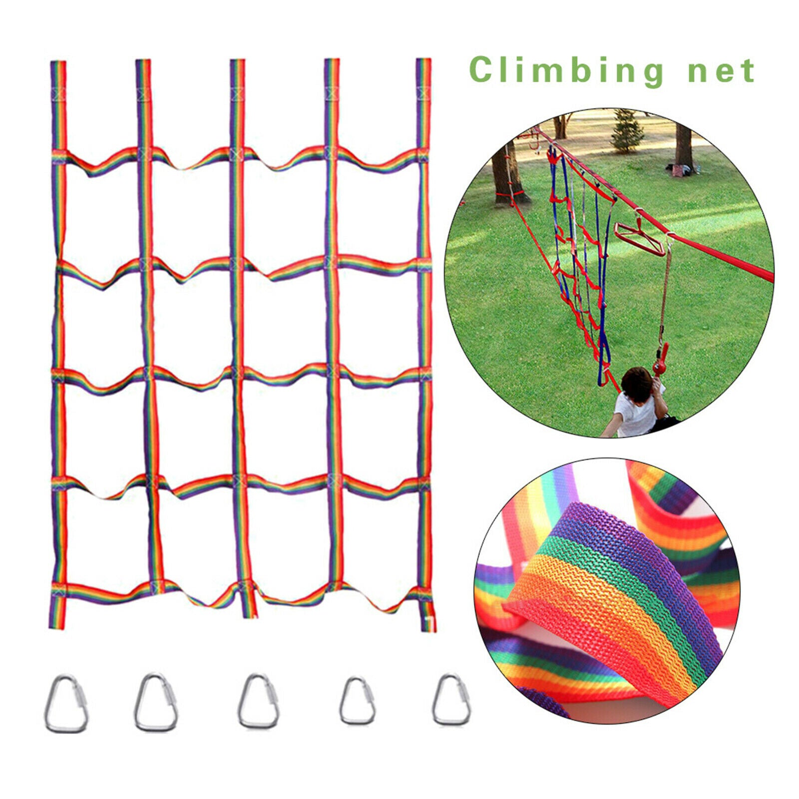 Nylon Kid's Climbing Net Rope Ladder Jungle Gyms Equipment 250KG Capacity
