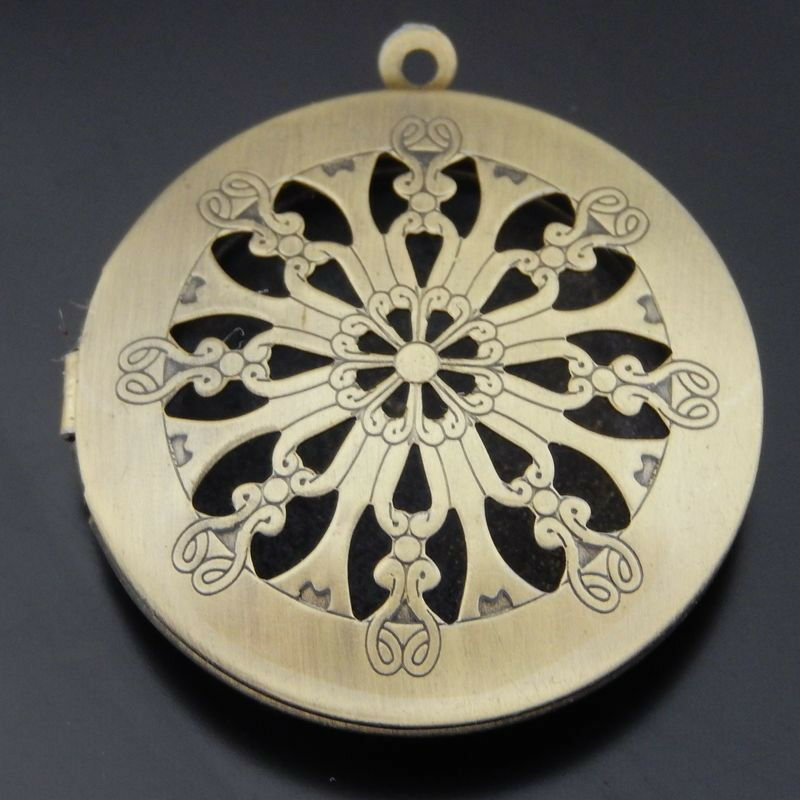 Lot of (x4) Bronze Iron Floral Locket Magnetic Prayer Box Pendant Findings DIY