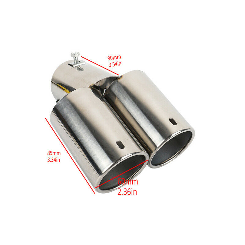 1X Car Double-Barrel Exhaust Pipe Trim Tip Tail Muffler Stainless Steel Clamp-on