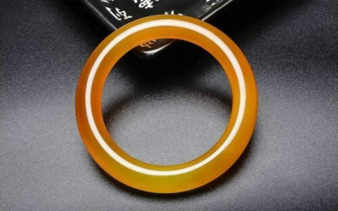 Fashion 100% Natural Round Yellow Agate Chalcedony Bangle Bracelet 58-60mm