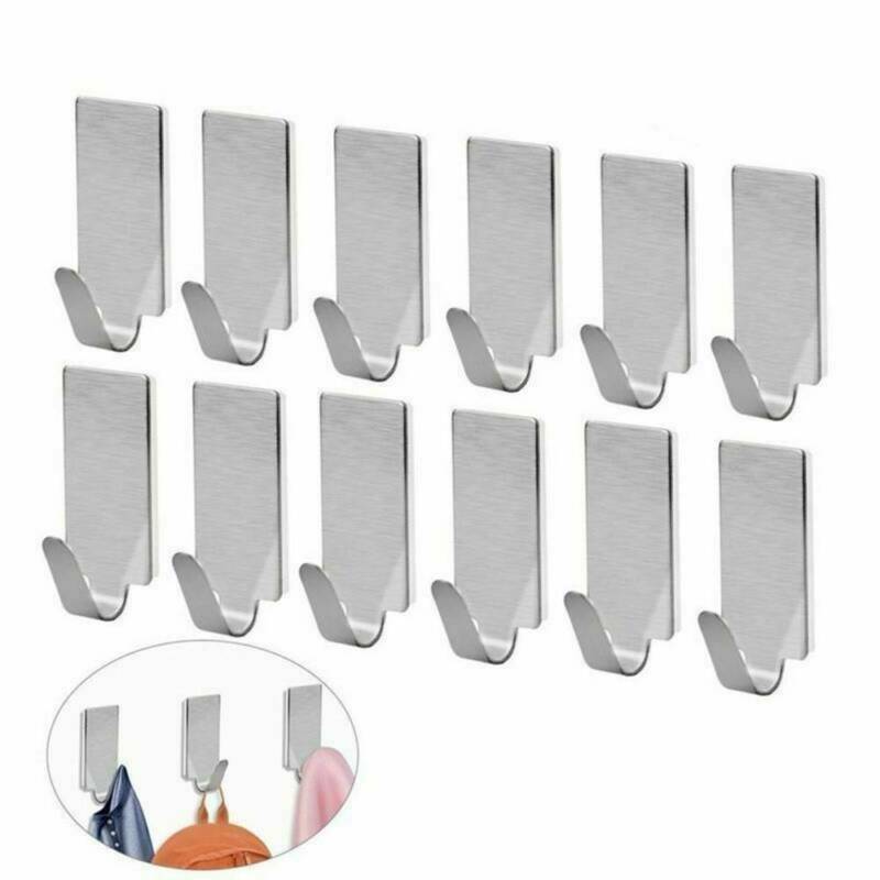 Lots 6x Adhesive Kitchen Wall Door Stainless Steel Stick Holder Hook Hanger AU