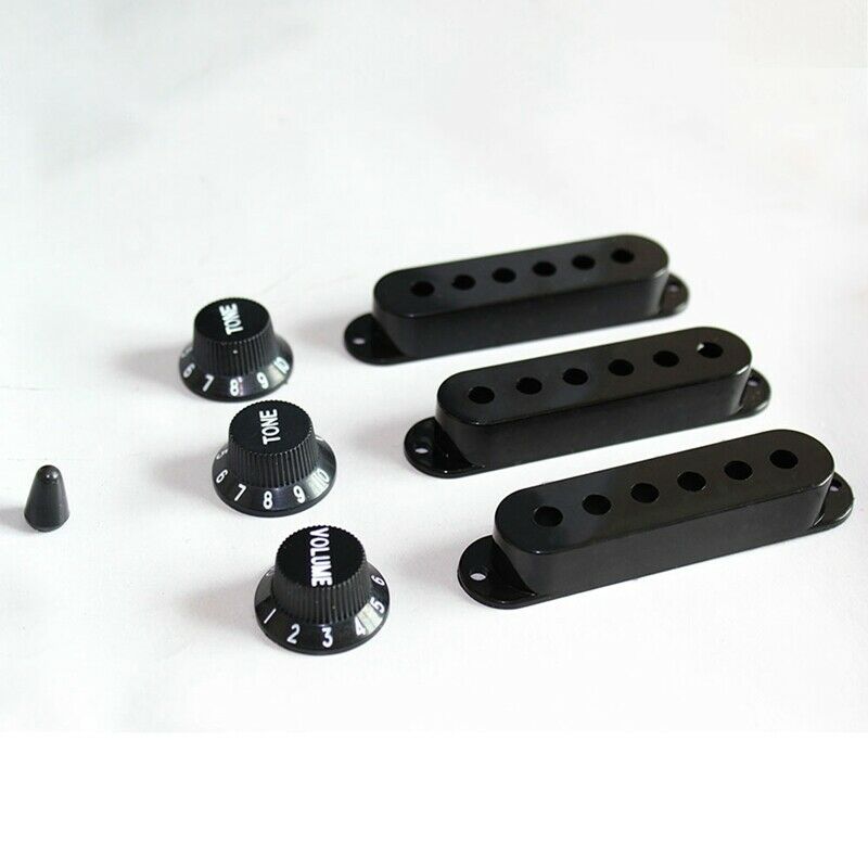 3Pcs Durable Guitar Pickup Cover Volume Tone Knobs Switch Tip Parts Set,Black A1