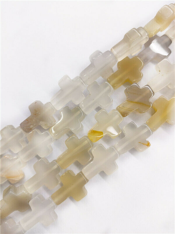 1 Strand 16x12x5mm Natural Gray Agate Cross Spacer Loose Beads 15.5inch HH73