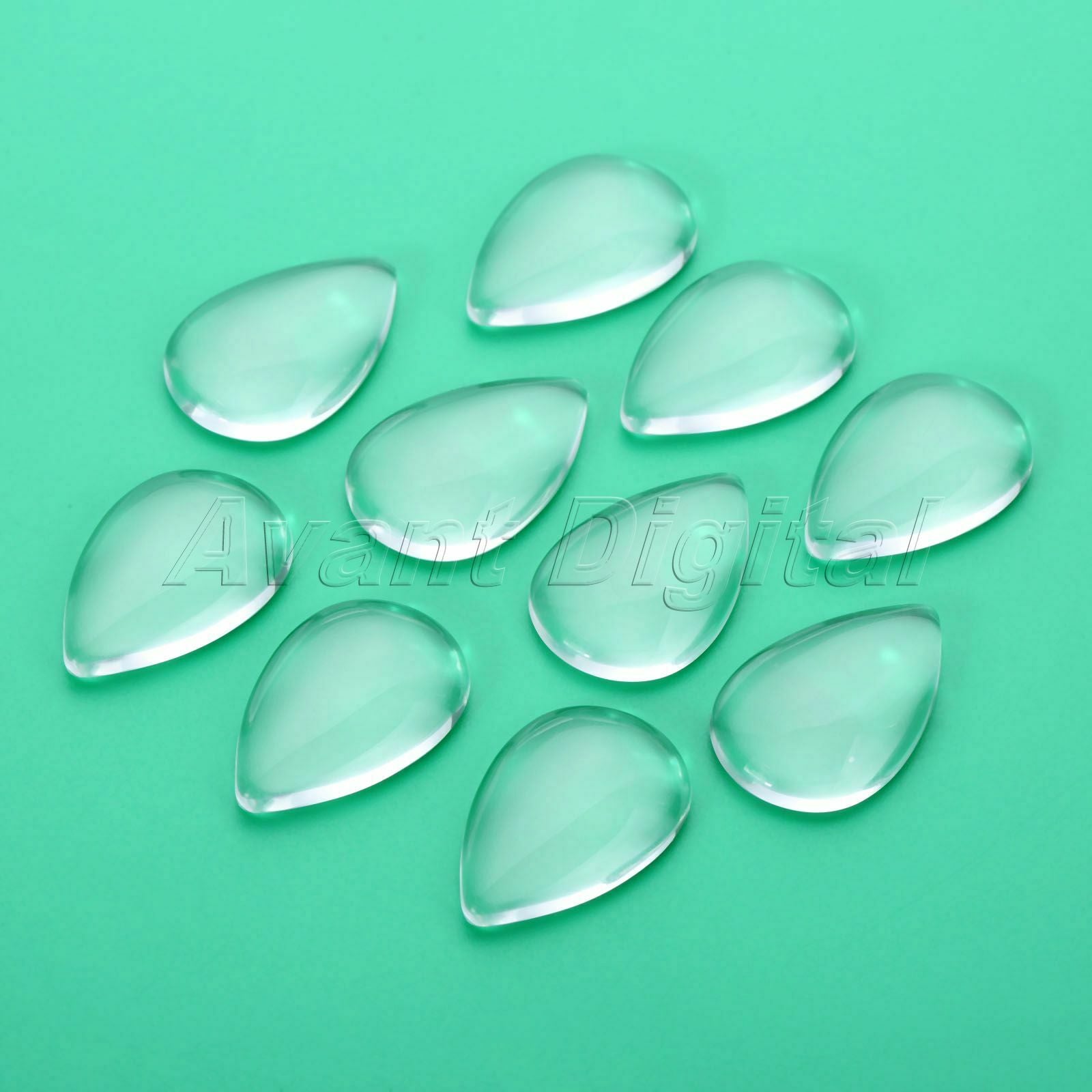 10pcs Teardrop Glass Cabochon Transparent Flatback Crystal Scrapbooking Beads