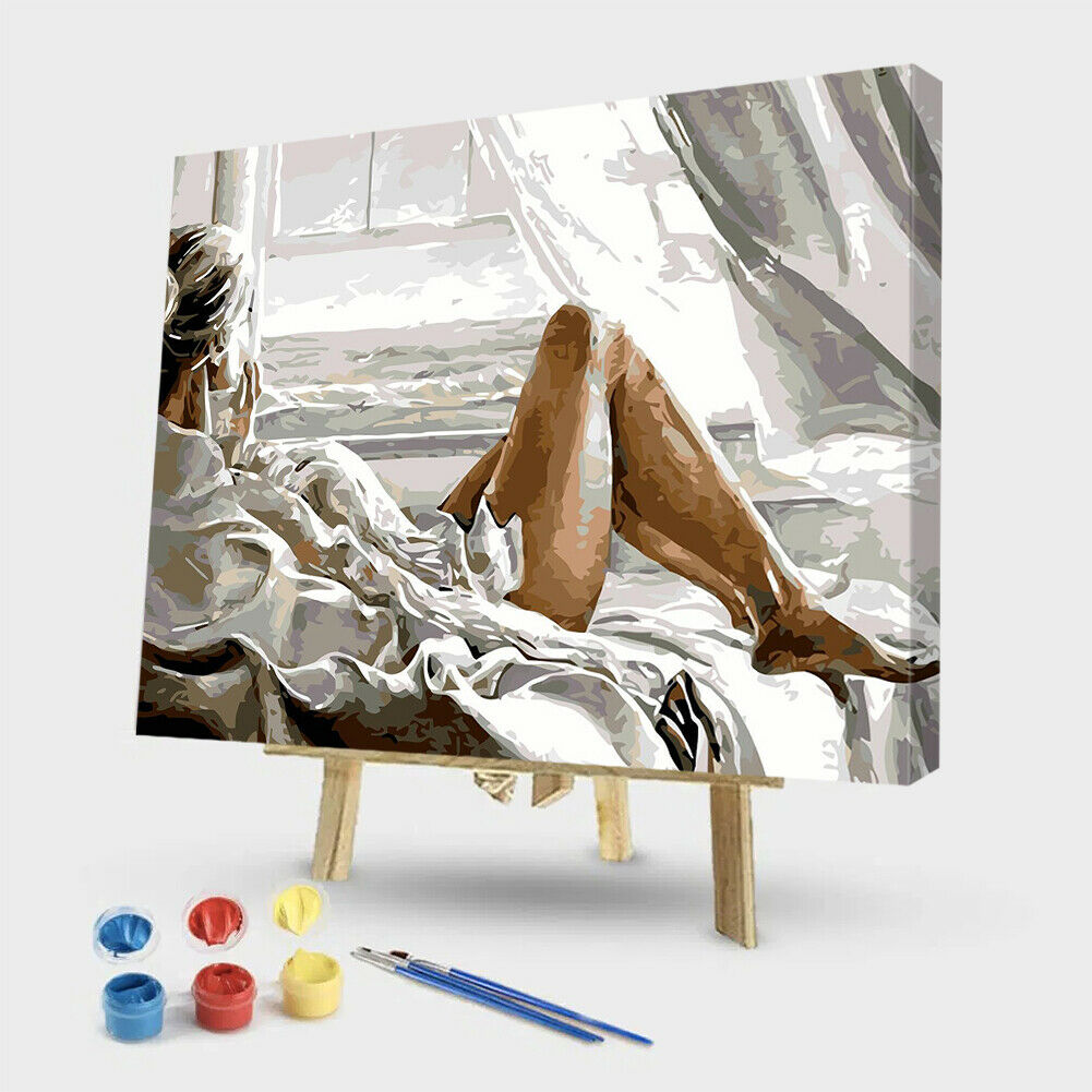 Painting By Numbers Kit DIY Sexy Beauty Hand Painted Canvas Oil Art Picture @