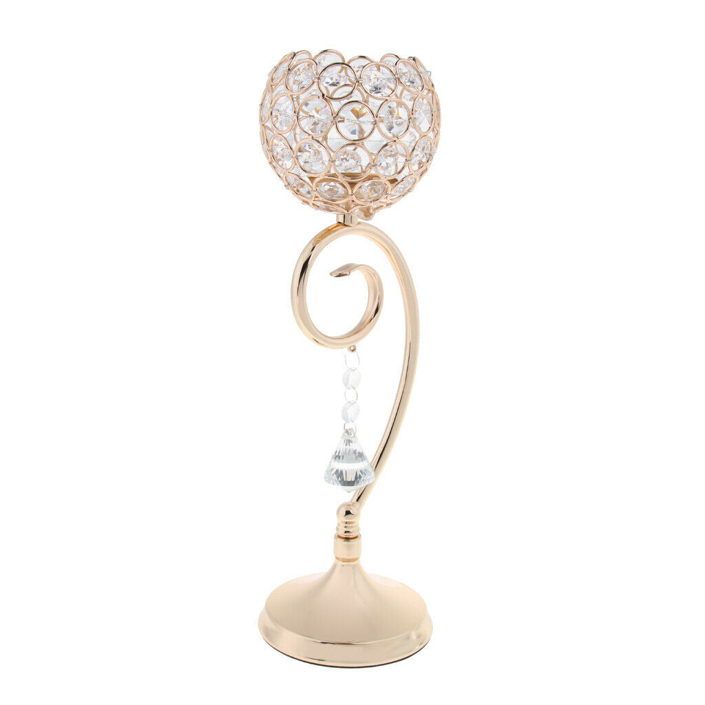2 Pieces 35cm Golden Votive Tea Light Candle Holder Candlestick Wedding Banquet