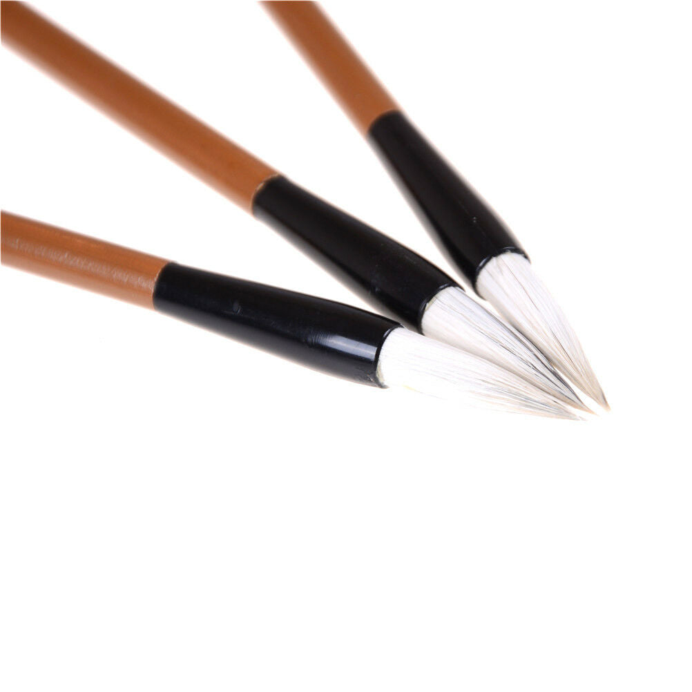 3pcs Chinese Japanese Water Ink Painting Writing Calligraphy Brush Pen White  Rf