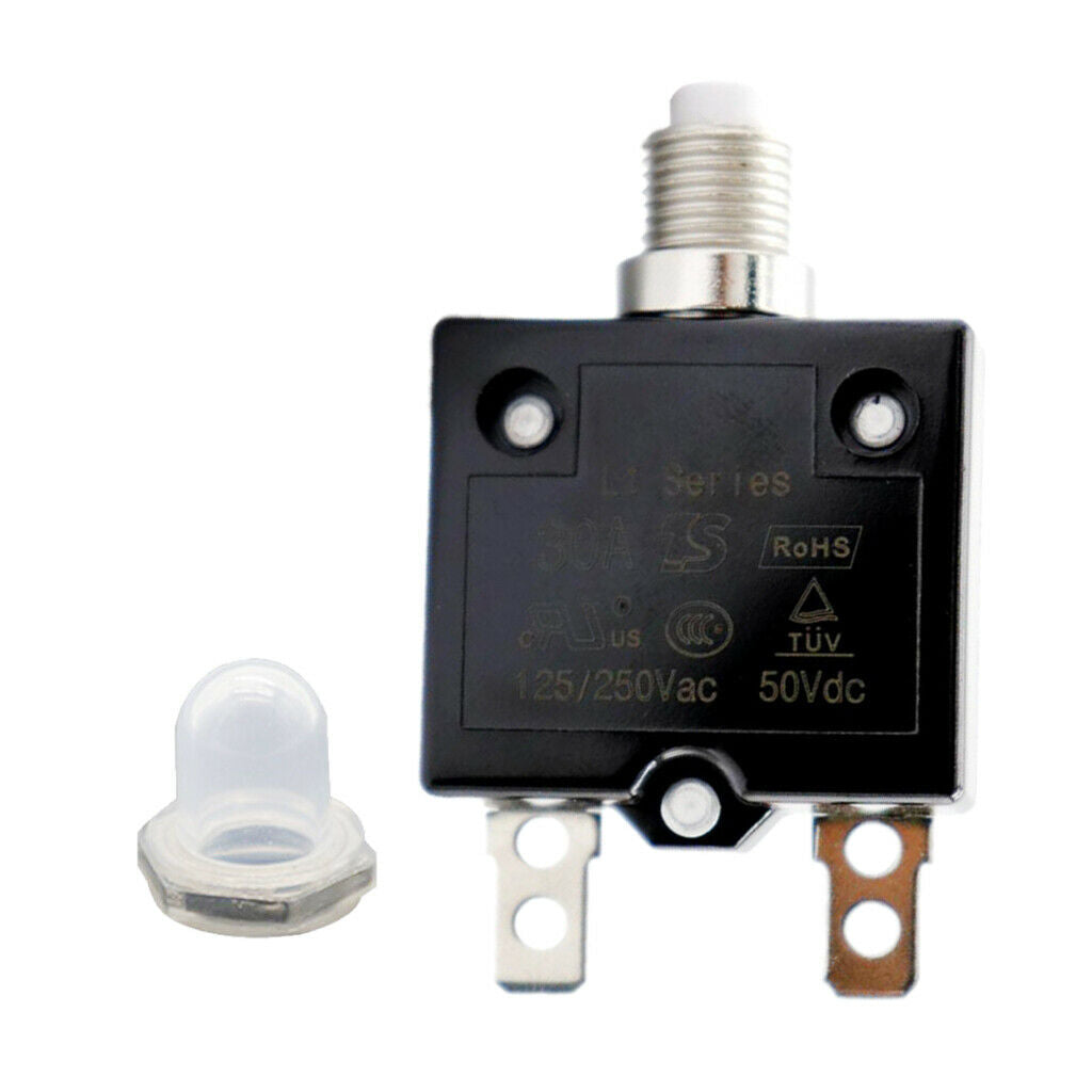 50V DC Push Button Circuit Breaker Manual Overload Protector Switch Fuse