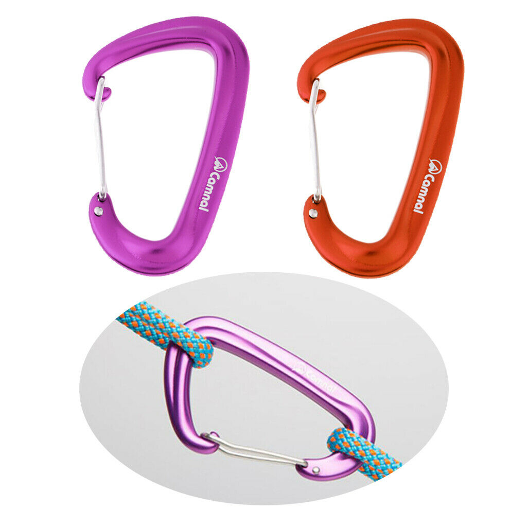 2pcs Wire Hammock Yoga Carabiner Quickdraw Hiking Keychain Backpack Buckle Clasp