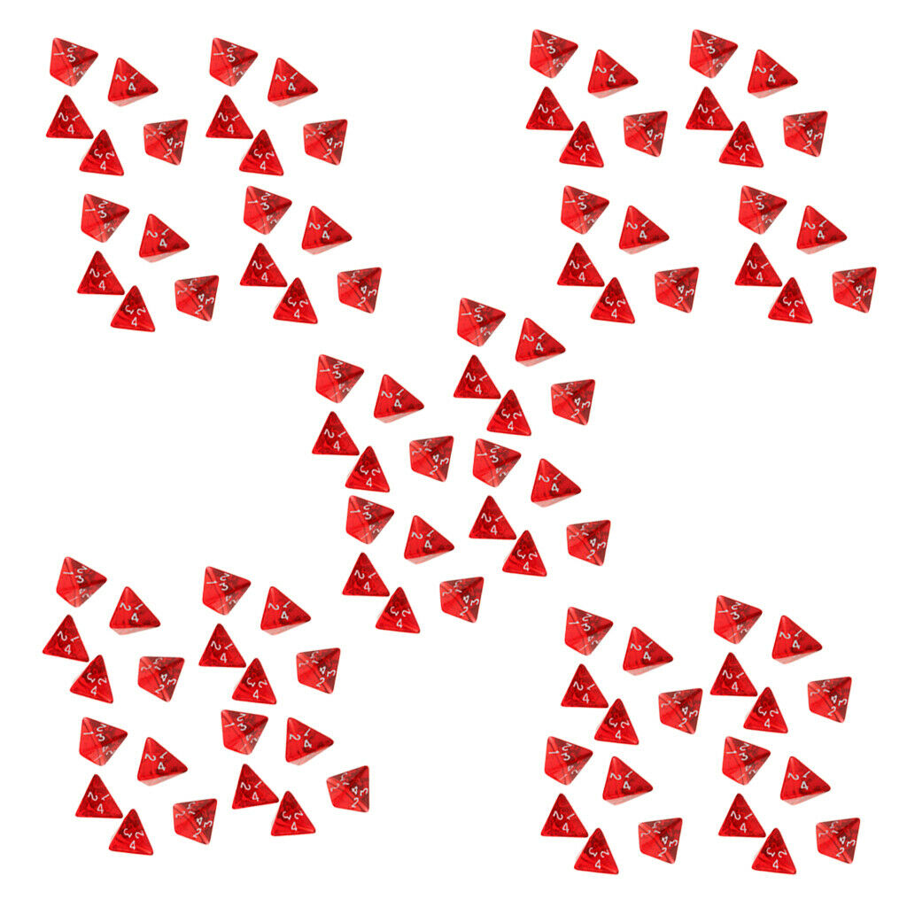 100x Dice Multi Playing Dice D4 Board Game Accessories Party Supplies - Red
