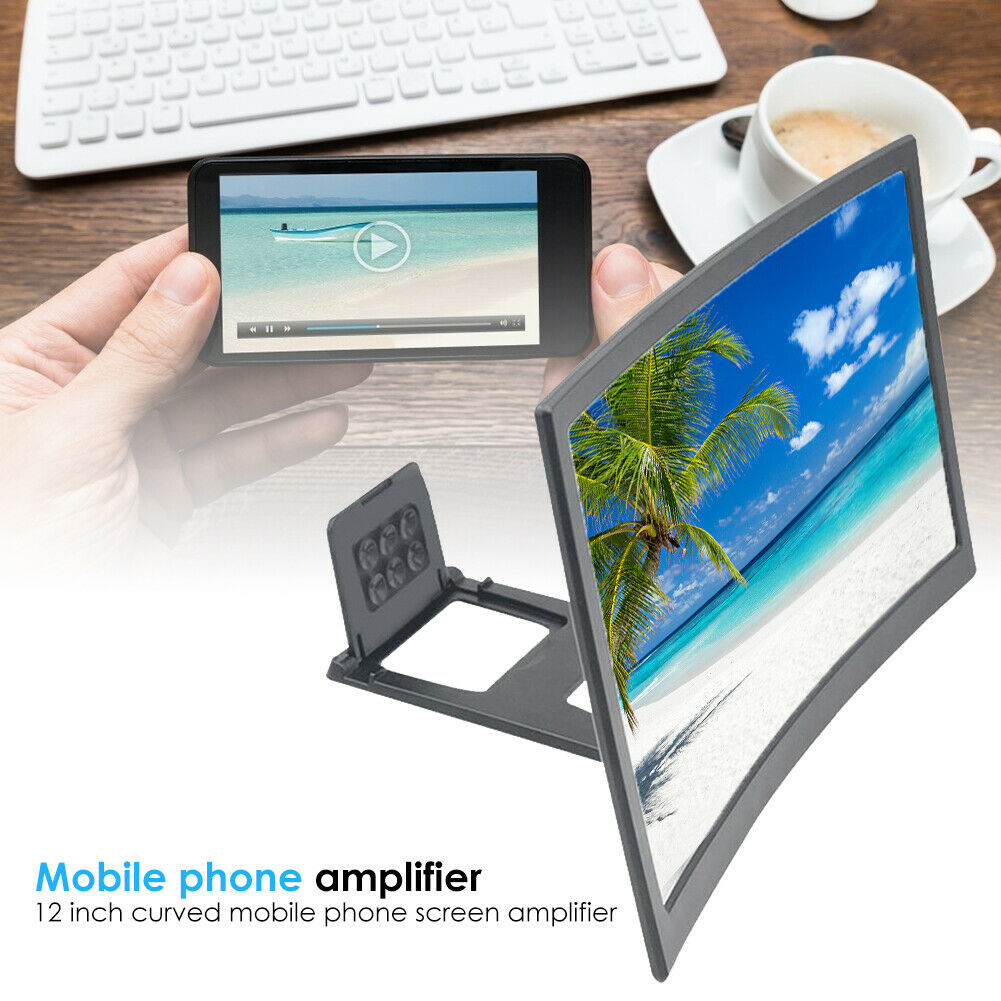 12 inch Curved Mobile Screen Amplifier Rack Movie Video Amplifying Holder @