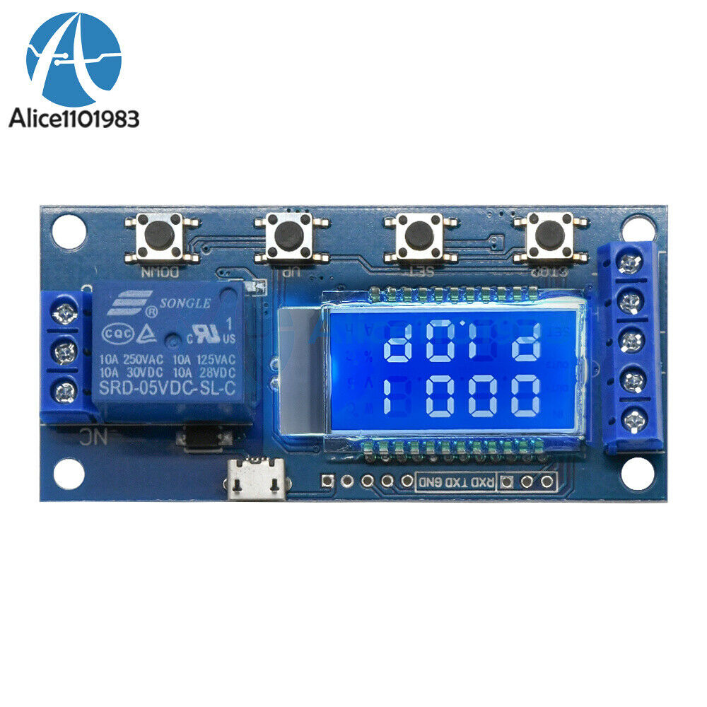 DC 5V-30V LCD Display Delay Relay Module With MICRO USB Interface