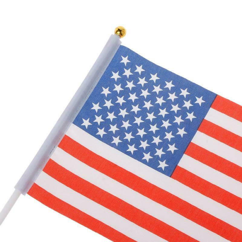 5 Pcs Mini American US USA National Flags Hand Waving Small Banner Poles